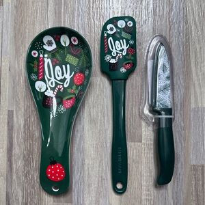 Farberware Holiday Paring Knife with Blade Cover, Spatula, Spoon Rest NWT